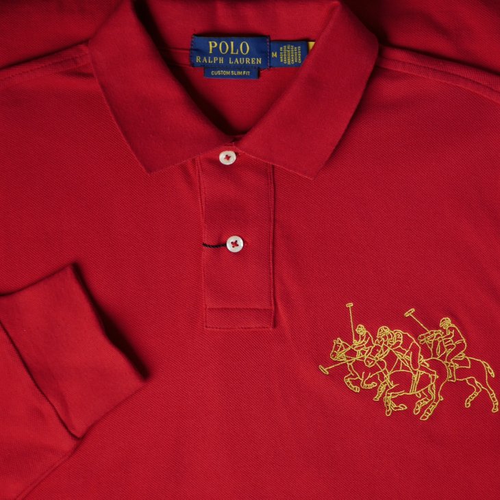 POLO RALPH LAUREN CUSTOM SLIM FIT LUNAR NEW YEAR TRIPLE PONY POLO SHIRT