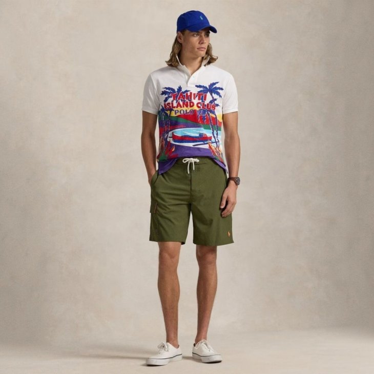 POLO RALPH LAUREN CLASSIC FIT MESH GRAPHIC POLO SHIRT