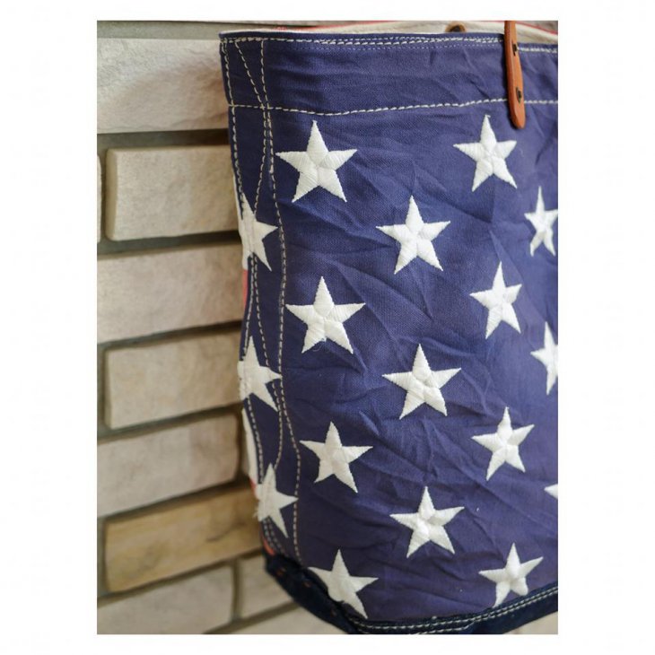 USA FLAG COTTON CANVAS TOTE BAG