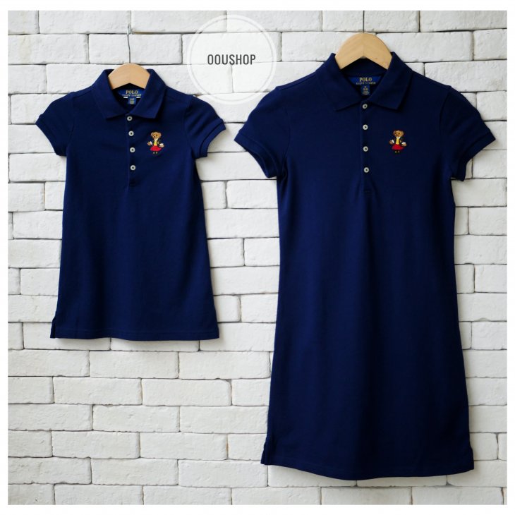 POLO RALPH LAUREN POLO BEAR GIRLS STRETCH MESH POLO DRESS