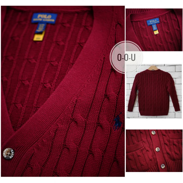 POLO RALPH LAUREN KIDS CABLE-KNIT COTTON V-NECK CARDIGAN