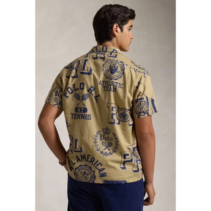 POLO RALPH LAUREN CLASSIC FIT COTTON LINEN CAMP SHIRT