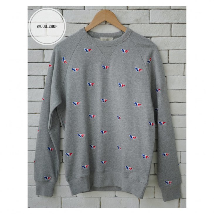 MAISON KITSUNE ALL-OVER TRICOLOR FOX EMBROIDERY MAN SWEATSHIRT