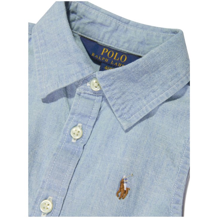 POLO RALPH LAUREN BELTED INDIGO CHAMBRAY SHIRTDRESS