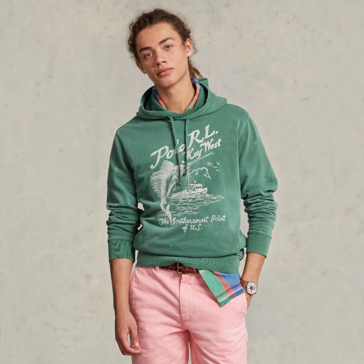 POLO RALPH LAUREN EMBROIDERED FLEECE GRAPHIC HOODIE