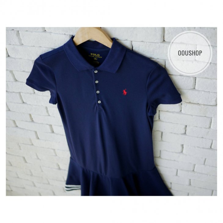 POLO RALPH LAUREN GIRLS STRIPED STRETCH MESH POLO DRESS