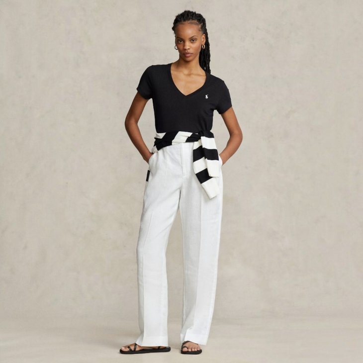 POLO RALPH LAUREN WOMEN COTTON JERSEY V-NECK TEE