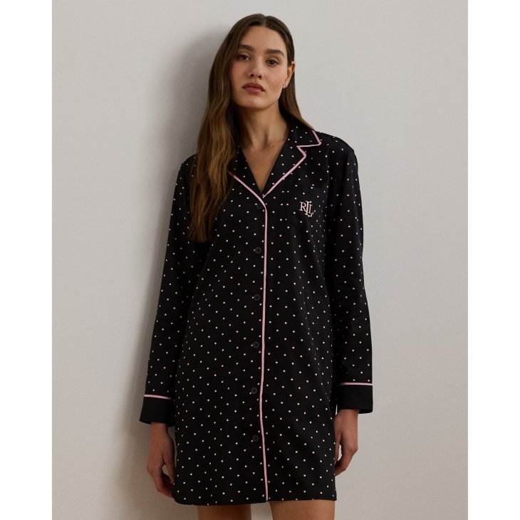 POLO RALPH LAUREN POLKA-DOT SATEEN SLEEP SHIRT
