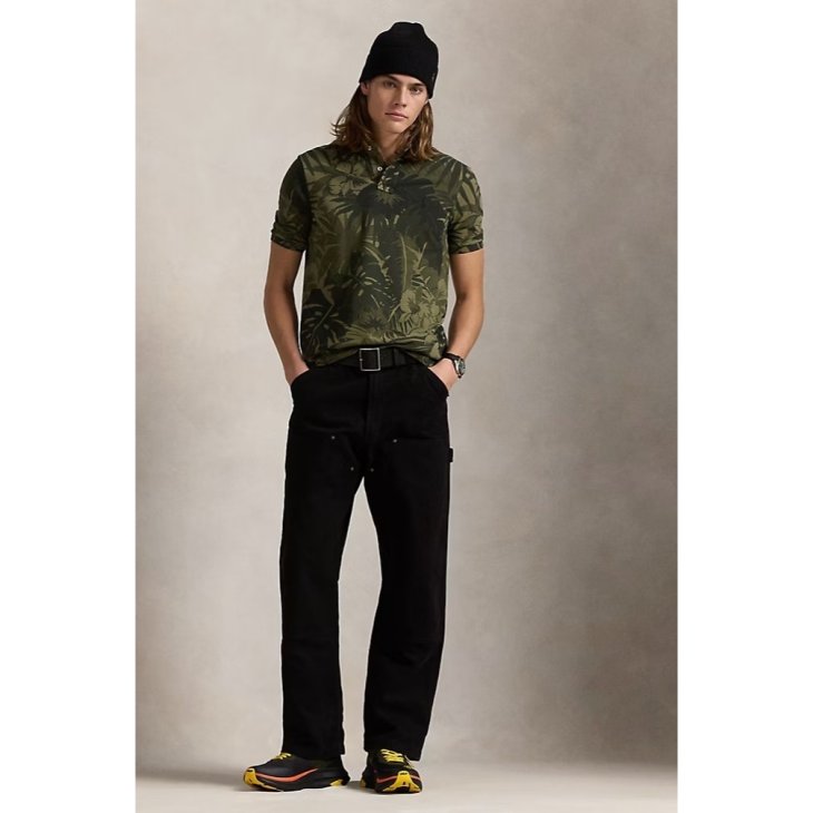 POLO RALPH LAUREN CUSTOM SLIM FIT PALM CAMO MESH POLO SHIRT