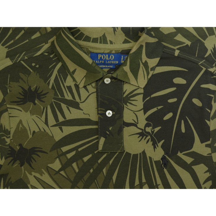 POLO RALPH LAUREN CUSTOM SLIM FIT PALM CAMO MESH POLO SHIRT