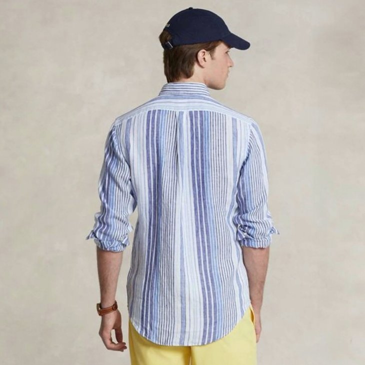 POLO RALPH LAUREN CLASSIC FIT STRIPED LINEN SHIRT