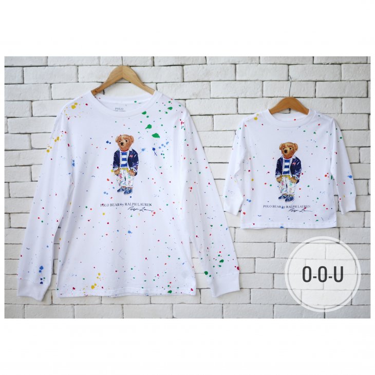POLO RALPH LAUREN POLO BEAR BOYS PAINT SPLATTER LONG-SLEEVE T-SHIRT