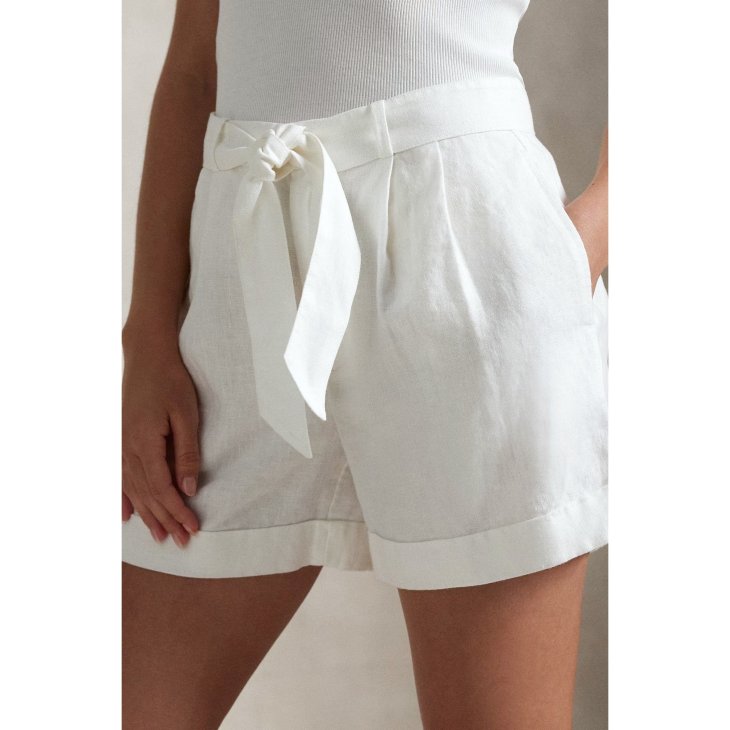 POLO RALPH LAUREN WOMEN BELTED LINEN SHORT