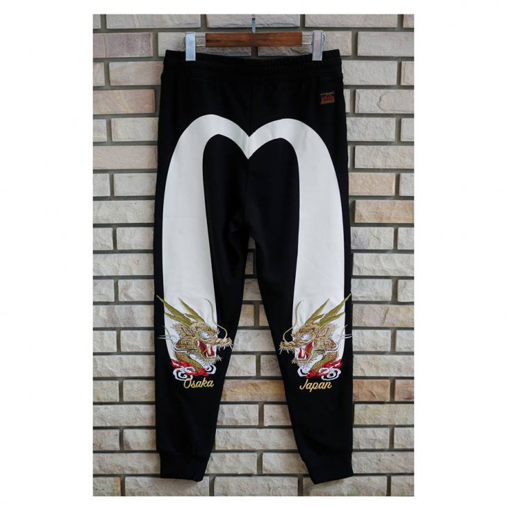 EVISU Daicock Print Sweatpants with Dragon Head Embroidery