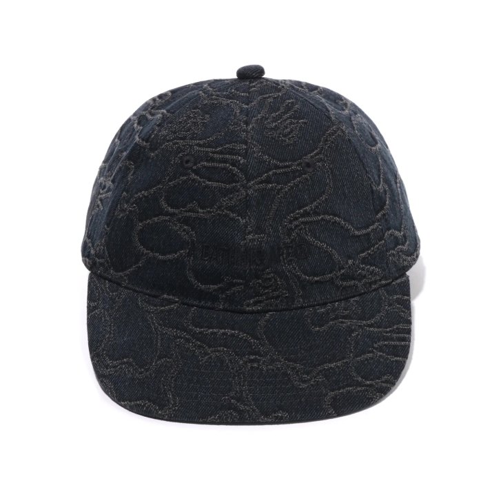 A BATHING APE LINE CAMO JACQUARD MULTI LOGO DENIM CAP