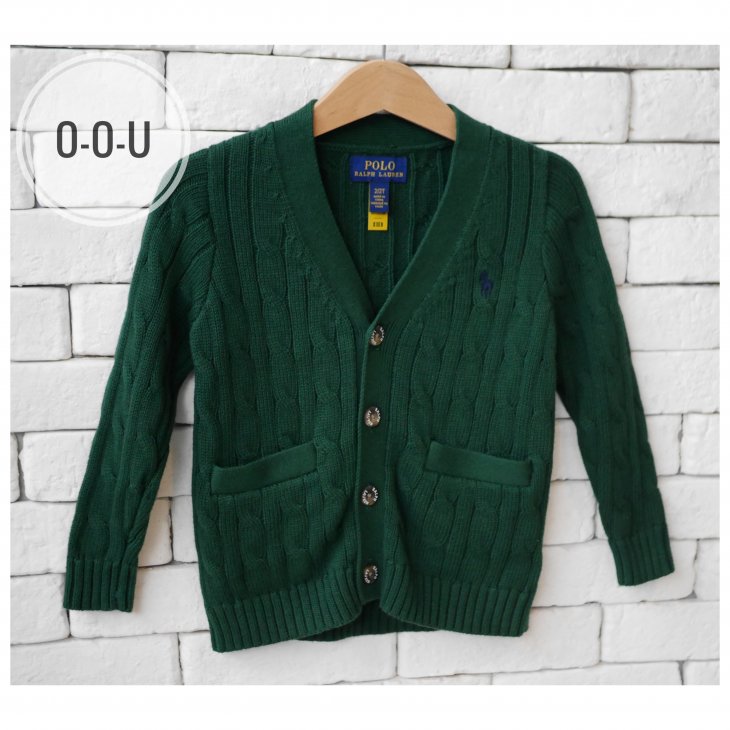 POLO RALPH LAUREN KIDS CABLE-KNIT COTTON V-NECK CARDIGAN
