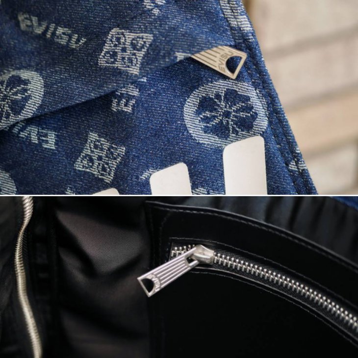 EVISU Kamon and Logo Jacquard Denim Backpack