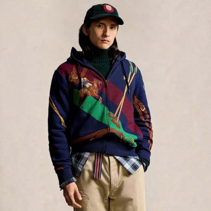 POLO RALPH LAUREN EQUESTRIAN FLEECE FULL ZIP HOODIE