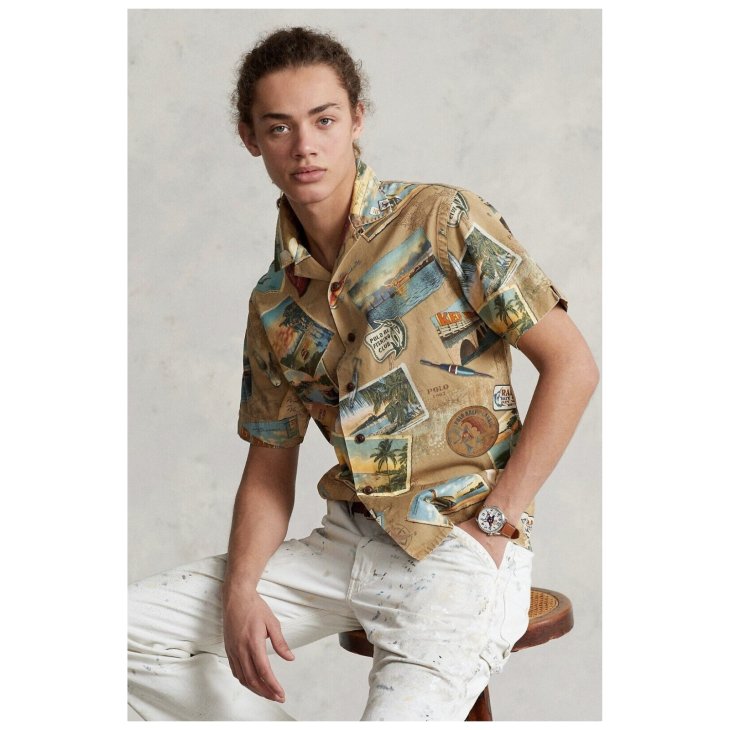 POLO RALPH LAUREN CLASSIC FIT POSTCARD PRINT CHINO SHIRT