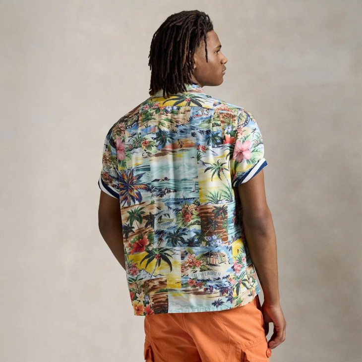 POLO RALPH LAUREN CLASSIC FIT PATCHWORK PRINT CAMP SHIRT