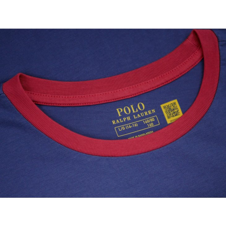 POLO RALPH LAUREN BOYS LOGO COTTON JERSEY RINGER TEE