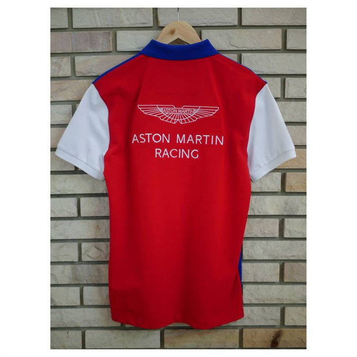 HACKETT ASTON MARTIN RACING Duo-tone cotton-blend short-sleeved polo shirt