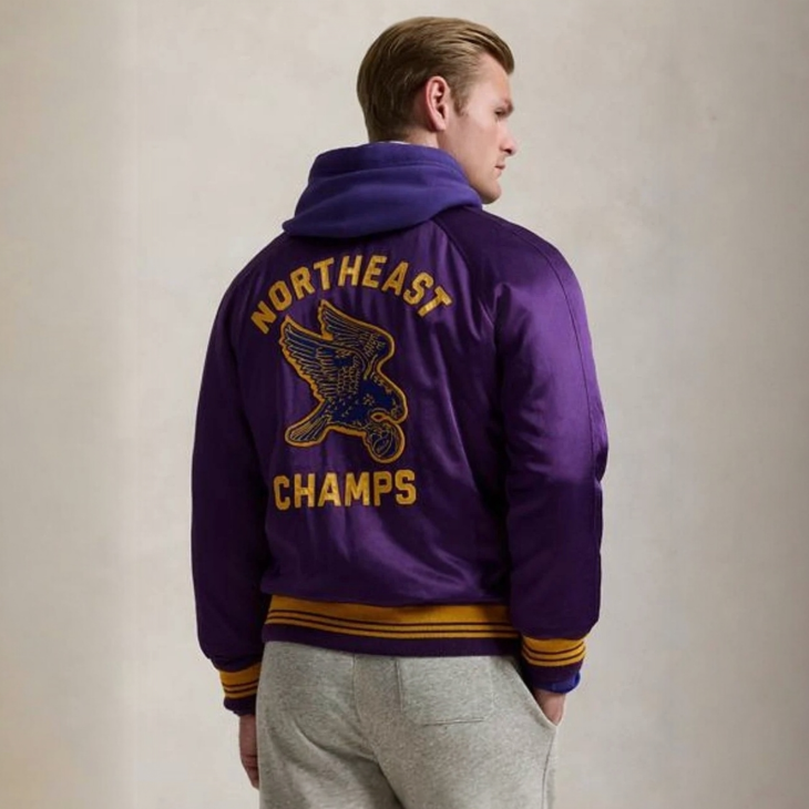 POLO RALPH LAUREN SATIN VARSITY-INSPIRED JACKET
