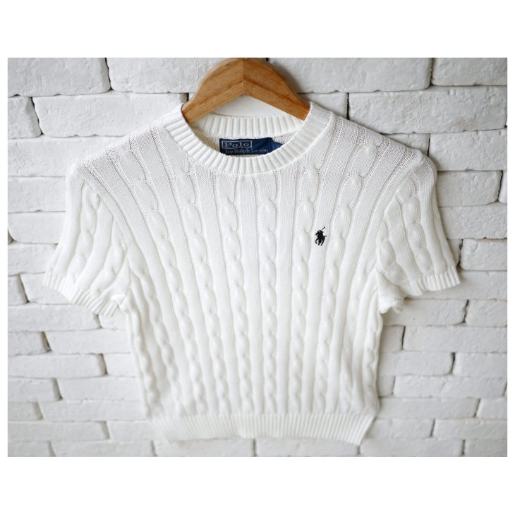 POLO RALPH LAUREN WOMEN COTTON CABLE SHORT SLEEVE JUMPER