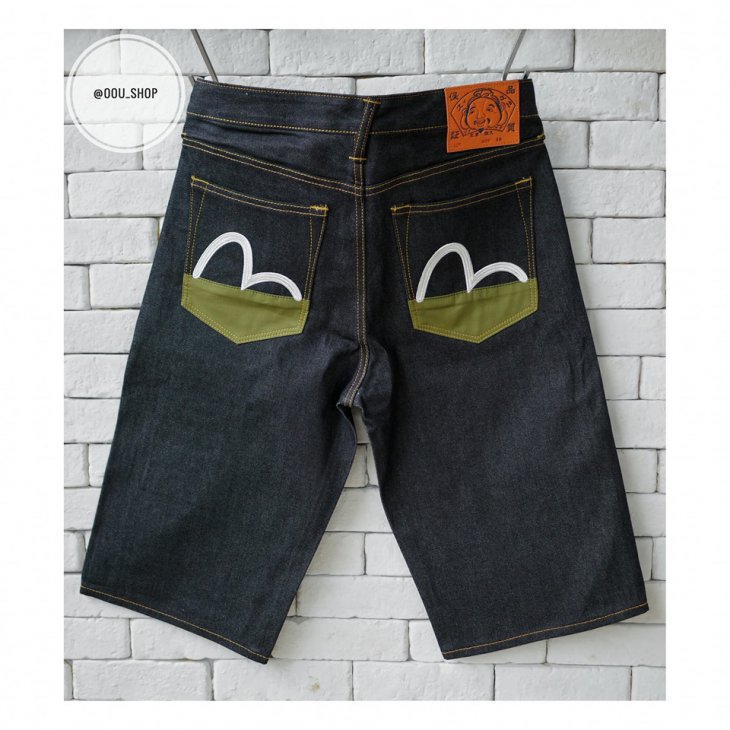 EVISU DENIM SHORTS WITH LOGO EMBROIDERY