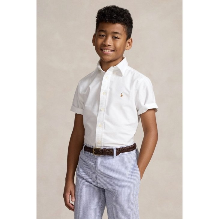 POLO RALPH LAUREN BOYS COTTON OXFORD SHORT SLEEVE SHIRT