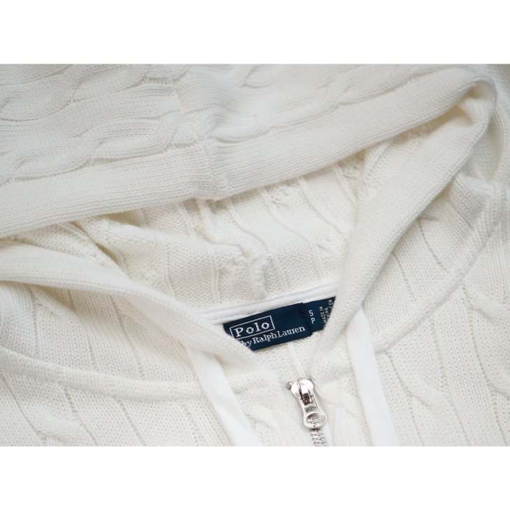 POLO RALPH LAUREN WOMEN CABLE-KNIT COTTON FULL ZIP HOODIE