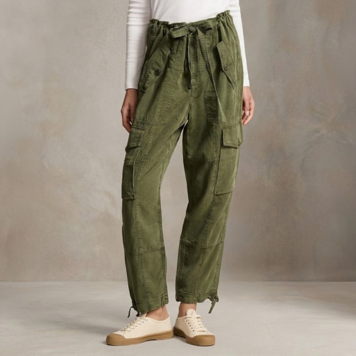 POLO RALPH LAUREN WOMEN LINEN-BLEND TWILL CARGO PANT