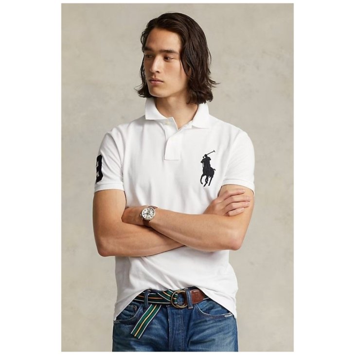 POLO RALPH LAUREN CUSTOM SLIM FIT BIG PONY MESH POLO SHIRT
