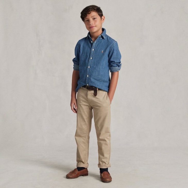 POLO RALPH LAUREN BOYS COTTON CHAMBRAY SHIRT