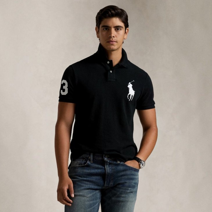 POLO RALPH LAUREN CUSTOM SLIM FIT BIG PONY MESH POLO SHIRT