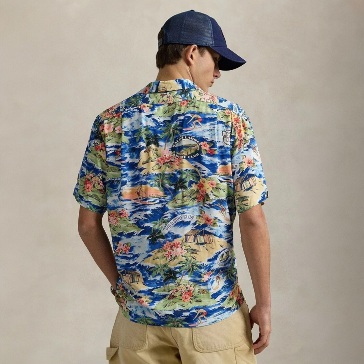 POLO RALPH LAUREN CLASSIC FIT BEACH-PRINT CAMP SHIRT