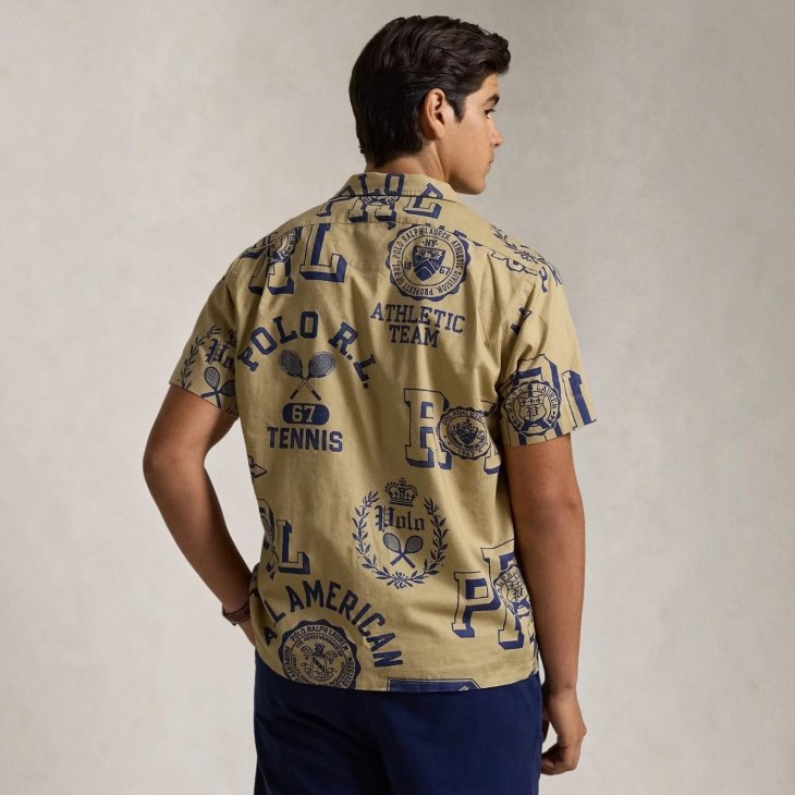 POLO RALPH LAUREN CLASSIC FIT COTTON LINEN CAMP SHIRT