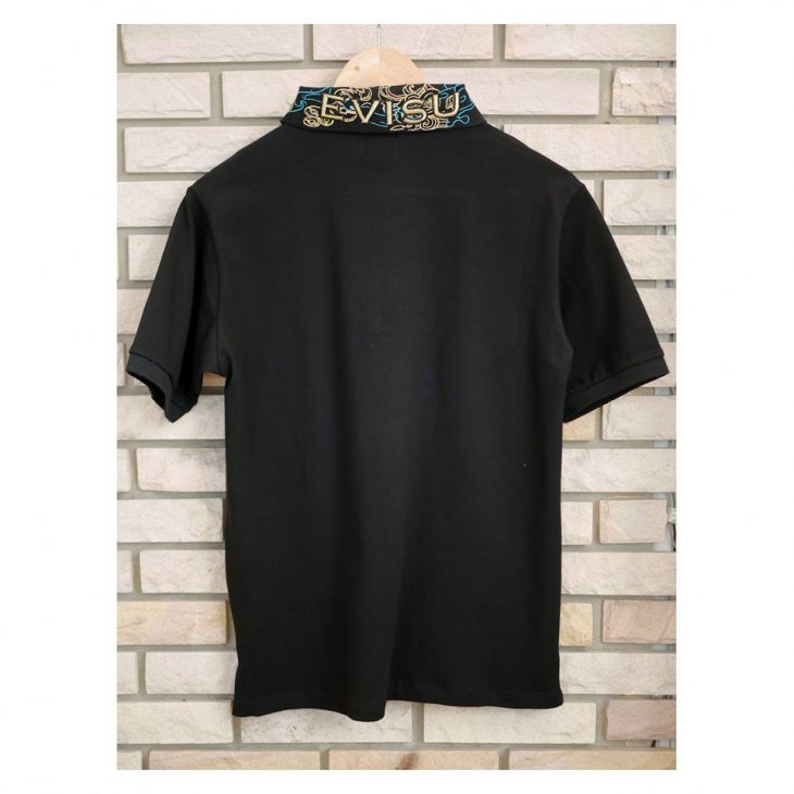 EVISU Polo Shirt with Kirin Metallic Embroidered Collar