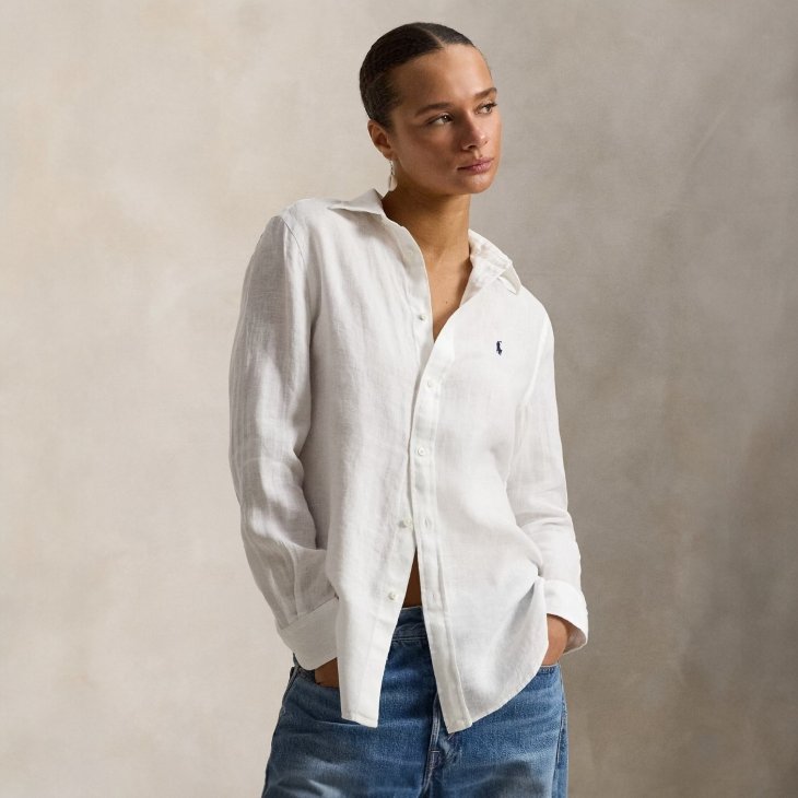 POLO RALPH LAUREN WOMEN CLASSIC FIT LINEN SHIRT