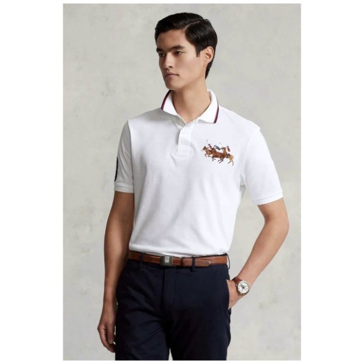 POLO RALPH LAUREN CLASSIC FIT TRIPLE-PONY MESH POLO SHIRT