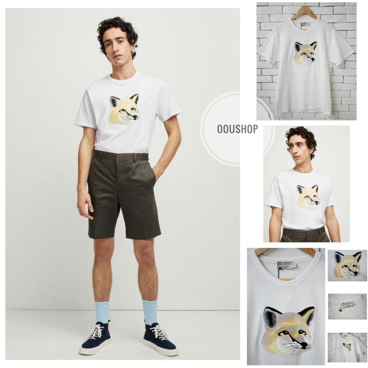 MAISON KITSUNE TEE-SHIRT PASTEL FOX HEAD EMBROIDERY