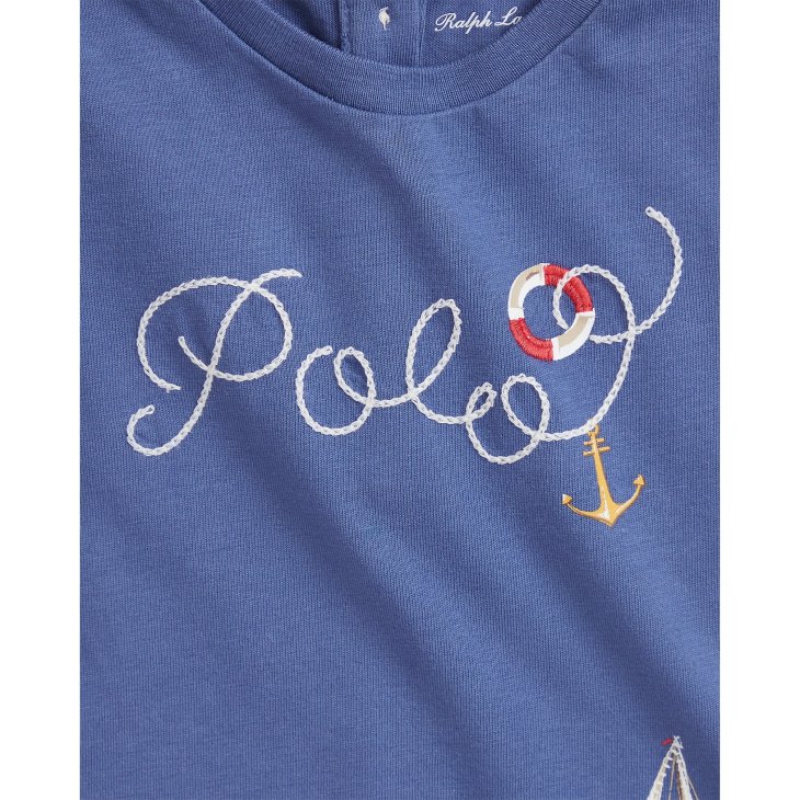POLO RALPH LAUREN BABY GIRL SAILING BOAT JERSEY TEE & LEGGING SET
