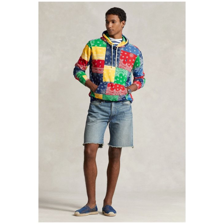 POLO RALPH LAUREN PATCHWORK PRINT SPA TERRY HOODIE