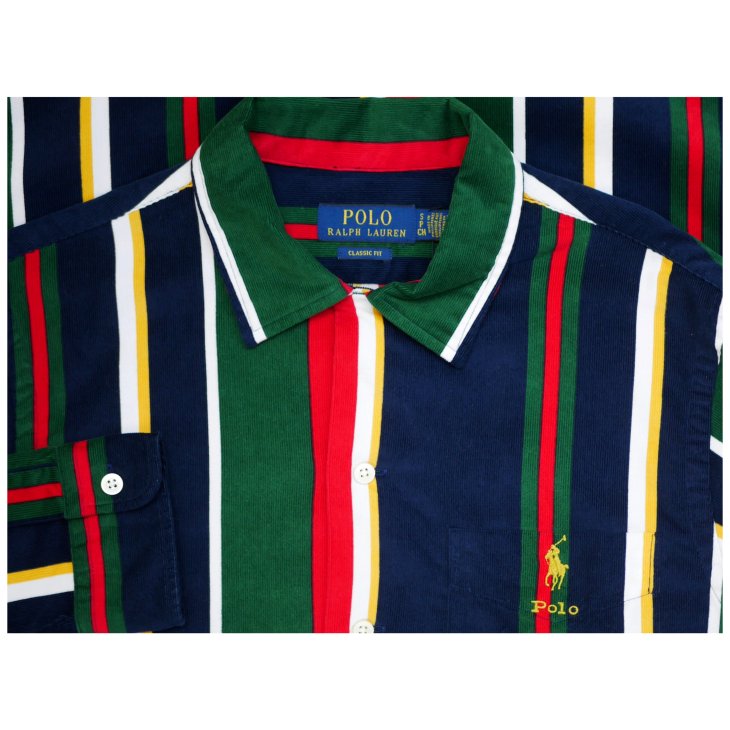 POLO RALPH LAUREN CLASSIC FIT STRIPED CORDUROY CAMP SHIRT