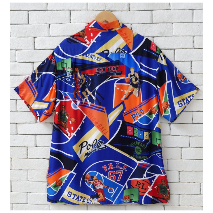 POLO RALPH LAUREN CLASSIC FIT BASKETBALL PRINT CAMP SHIRT
