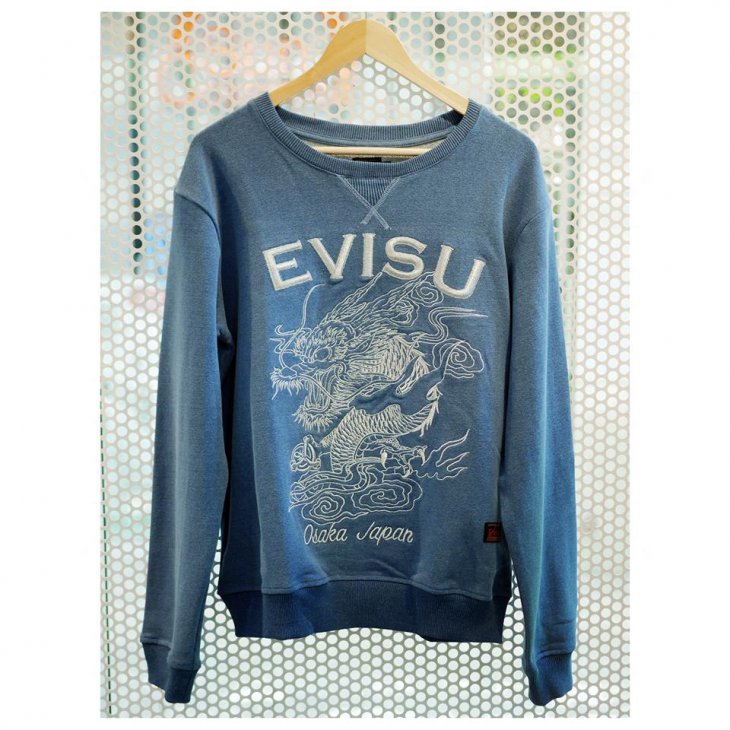 EVISU DRAGON AND LOGO EMBROIDERED SWEATSHIRT