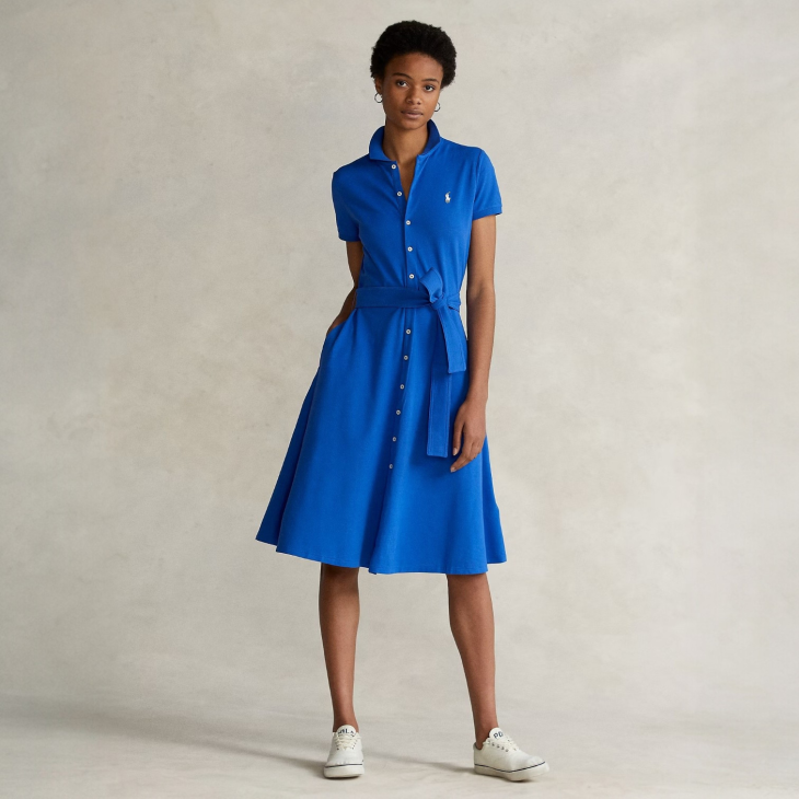 POLO RALPH LAUREN WOMEN PIQUE A-LINE POLO DRESS
