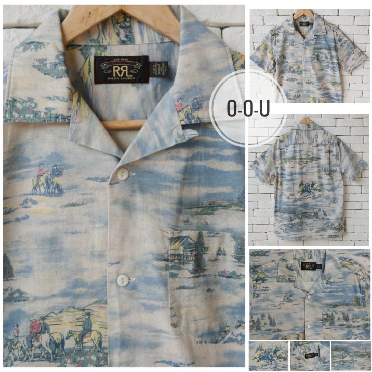 RRL WESTERN-PRINT LINEN-BLEND CAMP SHIRT