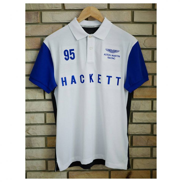 HACKETT ASTON MARTIN RACING Duo-tone cotton-blend short-sleeved polo shirt