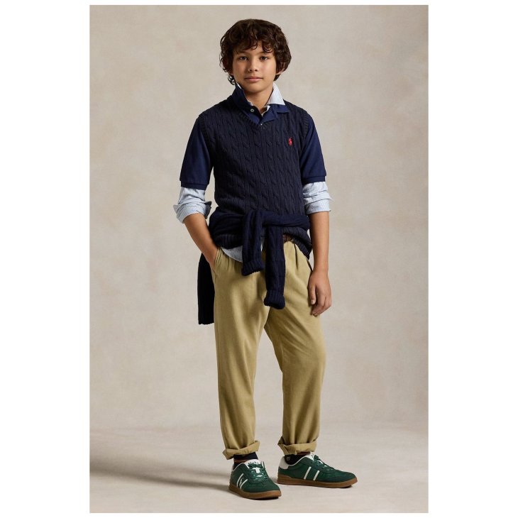 POLO RALPH LAUREN BOYS CABLE KNIT COTTON SWEATER VEST